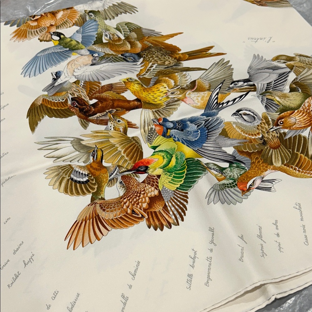 Hermes Multicolor Bird Print Scarf